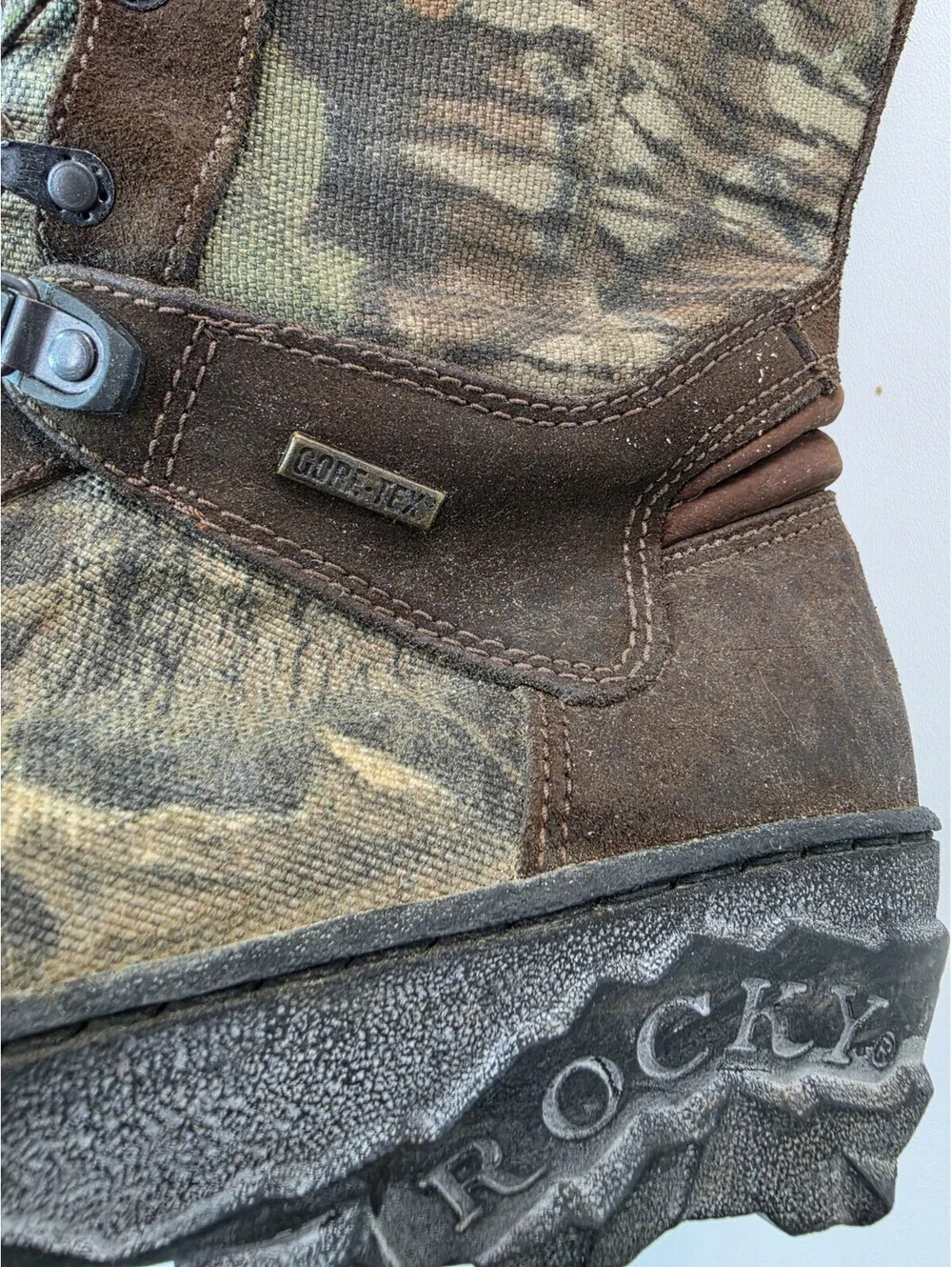 Rocky Pro Light Snake Camo Canvas Leather Gortex Waterproof Boots Mens Size 12 W